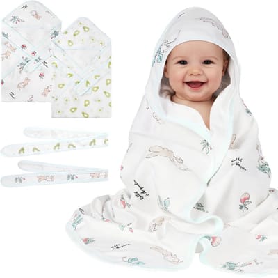 Baby inbakerdoeken - Wikkeldekens pasgeborenen - Rustige slaap - Puur katoen - 2-pack 85x85 cm - Tuinkonijn avocado