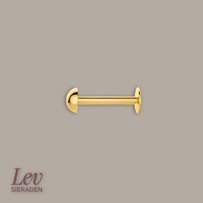 Lev Sieraden - 14 karaat Geelgouden Labret - 1.0 x 8 mm met 3mm dome - Dome Piercing - labret piercing - neuspiercing staafje - tragus piercing - Monroe piercing - Oorpiercing - helix