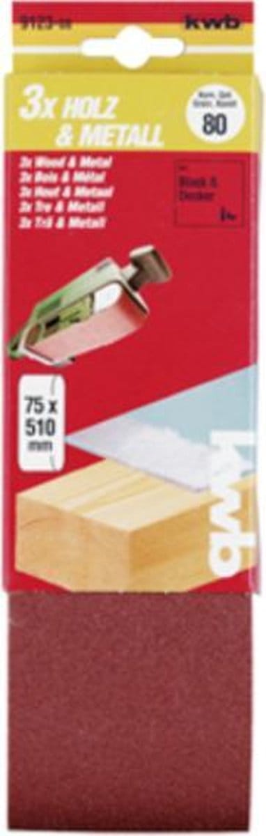 KWB schuurband 75 x 510 mm - Korrel 150 - 912315 - 3 stuks
