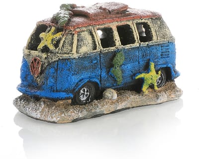 SnelShoppen - Aquariumdecoratie Auto Bus Wrak Ornamenten van Hars voor Aquatische Dieren, Speel- en Rustplaatsen, Realistische Kleuren, Waterbestendig