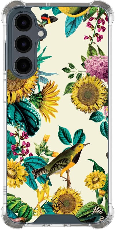 Casimoda® hoesje - Geschikt voor Samsung Galaxy A17 - Zonnebloemen / Bloemen - Shockproof case - Extra sterk - TPU/polycarbonaat - Multi, Transparant