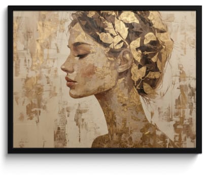 Poster in lijst - Fotolijst 80x60 cm - Posters - Vrouw - Goud - Abstract - Textuur - Posterlijst zwart - Decoratie - Wanddecoratie woonkamer - Muurdecoratie slaapkamer