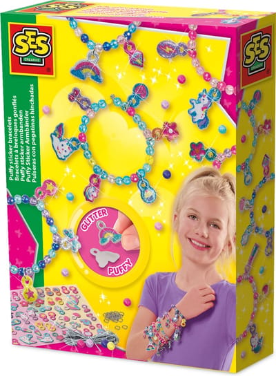 SES Creative - Hobby Pink - Puffy Sticker Armbanden - Knutselen Meisjes - Armbandjes maken - Vanaf 5 jaar