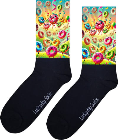 Dansende donut - Opkikkertje - Grappig - Liefde - Grappige sokken - Valentijn cadeau - Verjaardag - Geluk - Grappige sokken - Leuke sokken - Vrolijke sokken - Kleur - Kerst sokken - Vaderdag - Moederdag - Socks maken Happy - 37-44