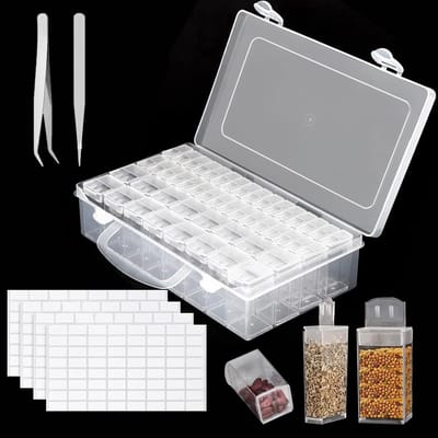 Complete Set van 7 Stuks voor Diamant Schilderen: Organiser Box, Creatieve Accessoires, Labelpapier en Meer
