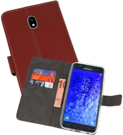 Booktype Telefoonhoesjes - Bookcase Hoesje - Wallet Case - Geschikt voor Samsung Galaxy J7 2018 - Bruin
