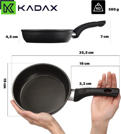 Braadpan, pan met antiaanbaklaag, gecoate gourmetpan - inductie universele pan, braadpan voor vetvrij koken, pan met kunststof handvat - diameter 18 cm KADAX