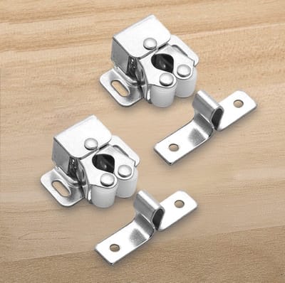 TLVX Meubel Kast Deur Vastzetter Zilver 2 sets / Deurklem / Kastklem / Deurstopper / Deurstop Zilver / Meubel klem / Meubelbeslag / Deur dichter / Kastdeur vanger / Buffer / Deurklem / Deuroplossing / Magneet vervanger deur / (2 sets)