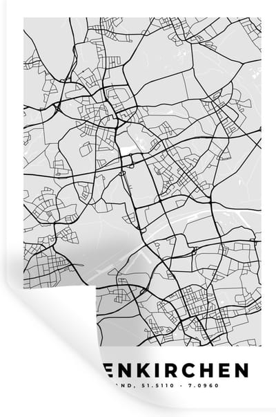Muurstickers - Sticker Folie - Kaart - Stadskaart - Duitsland - Gelsenkirchen - Plattegrond - 20x30 cm - Plakfolie - Muurstickers Kinderkamer - Zelfklevend Behang - Zelfklevend behangpapier - Stickerfolie