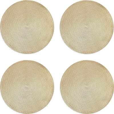 Krumble Placemat - Set van 4 - Placemats - Onderzetter - Rond - PVC - Tafelbeschermer - Onderlegger - Hittebestendig - Decoratieve placemat - Rond - Goud