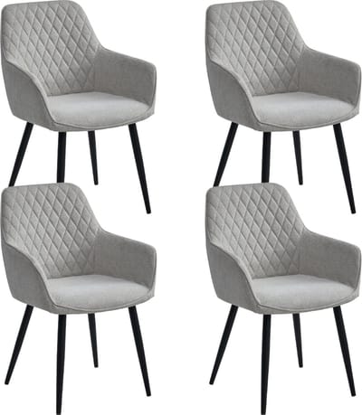 Colenis® - Beverly Eetkamerstoel - Set Van 4 - Beige - Geweven stof - Met armleuning