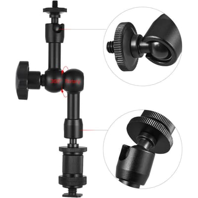 Bras magique articulé à Friction réglable 7  pour moniteur LCD d'appareil photo reflex numérique black