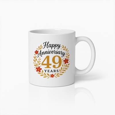 Gelukkige 49ste Verjaardag Mok – Elegante Bloemmotief Koffiebeker – Perfect Cadeau voor Stellen die 49 Jaar Vieren