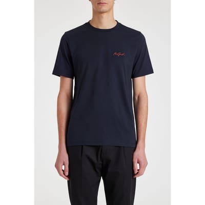 Paul Smith Mens Shadow Logo Emb Tshirt Very Dark Navy Size: M | Basic T-Shirts Outlet | Heren | Blauw