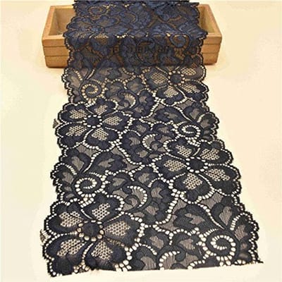 Golden crown - Stretch Lace Trim - Vintage Laken Band - 5 Yards - Zwart - Decoratieve Band - Perfect voor Bruiloften - 18cm Breed