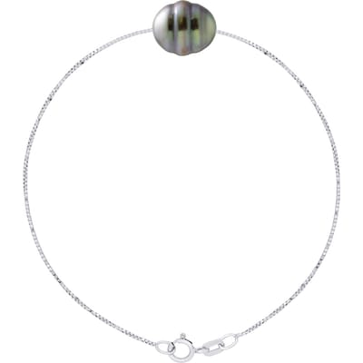 Armband Love Links Link Venetiaans van Zilver 925 versierd met een echte gekweekte Tahitiparel van 10-11 mm