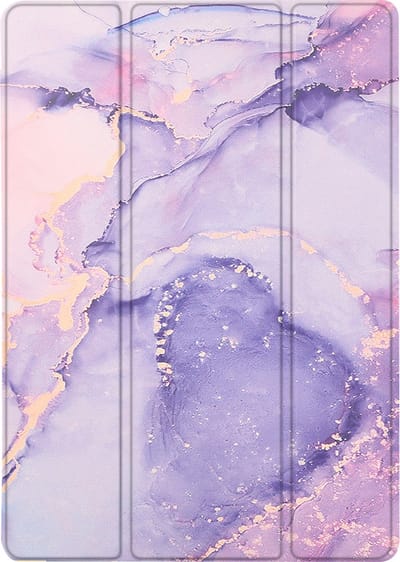 Casemania Hoes Geschikt voor Apple iPad Air 1 & Air 2 - 9.7 inch (2013 & 2014) - Marmer Paars - Tri Fold Tablet Case - Smart Cover - (iPad A1474 - A1475 - A1476 - A1566 - A1567)