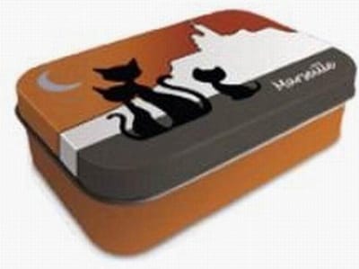 Metalen blik voor zeep Chats de Marseille - Vintage voorraadblik - Franse handzeep - Marseille zeep Marseillezeep