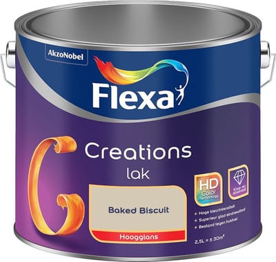 Flexa - Creations Lak Hoogglans - Baked Biscuit - Mengverf - 2,5 L