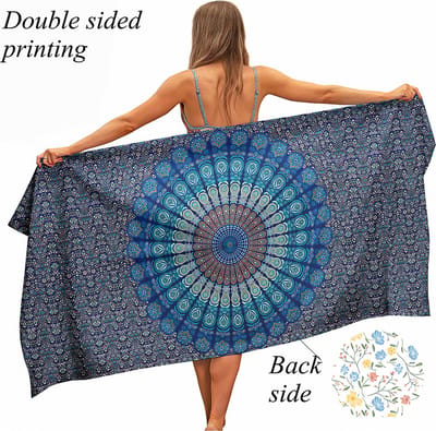 Ulticool Microvezel Handdoek - Mandala Blauw - Badhanddoek Strandlaken Sneldrogend Badlaken - 160 x 80 cm - voor Reizen Sauna Spa Yoga Lichtgewicht Reishanddoek Microfiber