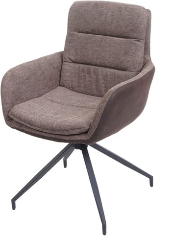 Eetkamerstoel MCW-K32, keukenstoel fauteuil stoel, draaibare auto positie, stof MVG ~ bruin-donkerbruin