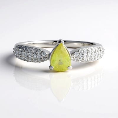 Cavill - Zilveren Ring 925 Sterling - Geplatineerd - Peervormige Sfeen 0,60 ct - Pavé Zirkonia - Lichtgewicht & Modieus Design