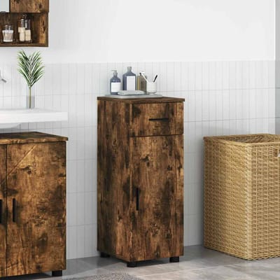 vidaXL - Badkamerkast - Rook - Eiken - 30 - x - 35 - x - 80 - cm - Bewerkt - hout, - Metaal