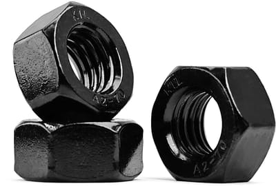 Moeren, zwart geoxideerd roestvrij staal, A2 V2A-moeren DIN 934 (10 stuks)