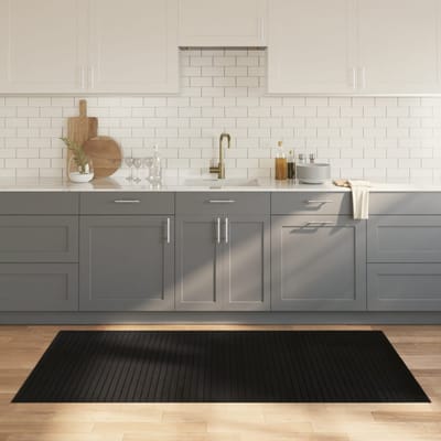 vidaXL - Vloerkleed - rechthoekig - 100x200 - cm - bamboe - zwart