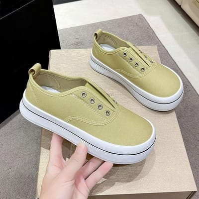 Chaussures en toile à une pédale pour femmes Printemps et automne Nouvelles à bout carré Respirantes Décontractées Petites chaussures blanches Polyvalentes Semelle épaisse Paresseuses 40 gray