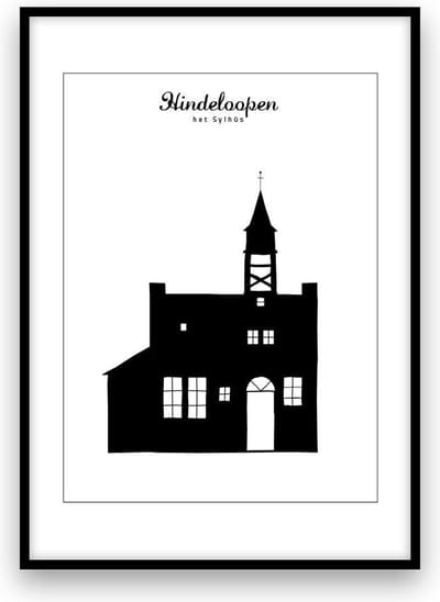 Hindeloopen stadposter - Zwart-wit