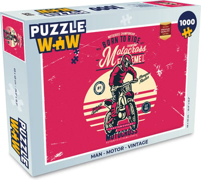 Puzzel Man - Motor - Vintage - Legpuzzel - Puzzel 1000 stukjes volwassenen