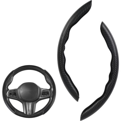 1 Paar Auto Stuurhoezen Booster Microvezel Leer Auto Interieur Decoratieve Accessoires Universeel Koolstofvezel Look zwart