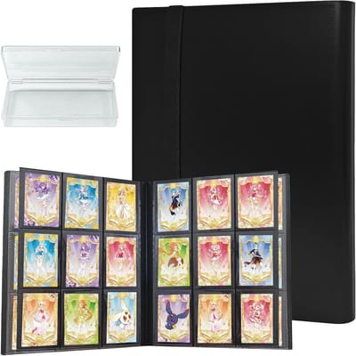 9-Trading Card Album met 360 Compartimenten voor Verzamelkaarten, Ideaal voor Kinderen en Verzamelaars, Ruim en Stevig (Zwart)
