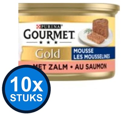 10x Gourmet - Gold Mousse Zalm - Kattenvoer Natvoer - 85g