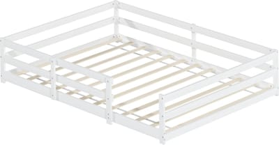 REDOM - Kinderbed - Montessori - Met 4-Zijdige Bedrand - Voor Slaapkamer - Hout - Wit - 140 X 200 Cm
