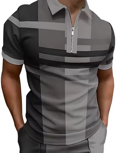 Casual Heren Polo - Poloshirt - Shirt - Korte Mouwen - Zwart met Grijs
