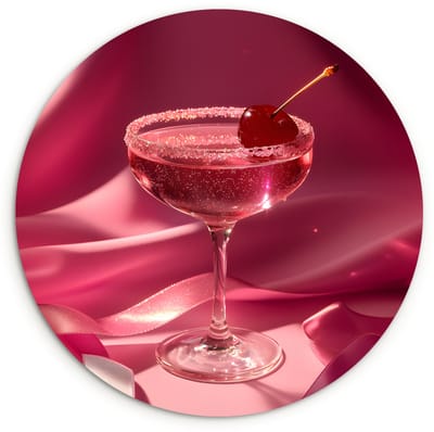 WallCircle® Wandcirkel 120x120 cm - Muurcirkel Cocktail - Pink - Luxe - Muurdecoratie woonkamer - Wanddecoratie slaapkamer - Kamer decoratie accessoires - Ronde schilderijen XXL