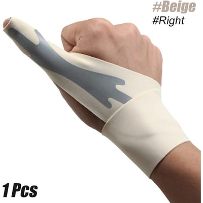 Manchon de compression réglable pour pouce et poignet pour soulager la douleur de l'arthrite Hommes Femmes Support élastique beige