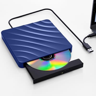 SCH® Externe DVD Speler voor Laptop - Externe DVD Speler - DVD Speler - Blauw - ‎19cm x 17cm x 4cm