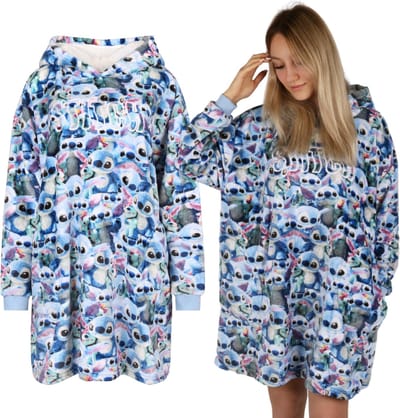 DISNEY Stitch - Sweatshirt / Badjas / Deken met Capuchon, Dames, met Zakken / XS-S
