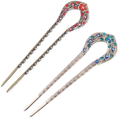 2 stuks bronskleurige haarstokken, vintage haarstokken, retro haarstokken, elegante haarspeld voor decoratief haar, vast kapsel