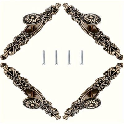 4/6 stuks Trekgrepen met Vaste Sierplaat 6,57 Inch Antiek Brons Kasttrekkers voor Lade Meubels Slaapkamer Keuken Kastdeuren Vintage Handgrepen 4pcs