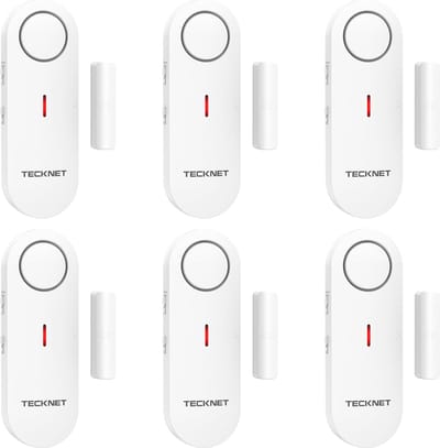 Tecknet DeurAlarm - Deur Sensor - Raam en Deur Alarm - Huis beveiliging - Magnetisch alarm - 100dB - 6 stuks