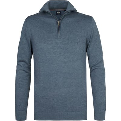 Petrol Industries - Heren Fijngebreide half-zip trui wheel - Blauw - Maat M
