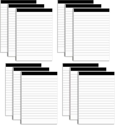 12 notitieblokken 10 x 15 cm met 30 vellen gevoerd papier per blok