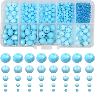 Ronde Facet Glasparels 1000 stuks in Lichtblauw - 2mm, 4mm, 6mm, 8mm, 10mm Spacer Beads voor Sieraden Maken, Armbanden en Kettingen DIY