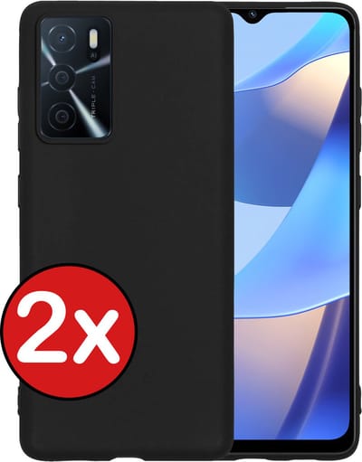 Hoesje - 2 Stuks - Geschikt voor OPPO A16 - Sterk & Shockproof - Telefoonhoes - Back Cover - Case Siliconen - Telefoon Hoes - Zwart