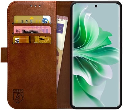 Rosso Element Geschikt voor Oppo Reno 11 F | Wallet Book Case | Portemonnee Hoesje | 3 Pasjes | Magneetsluiting | Stand Functie | Bruin
