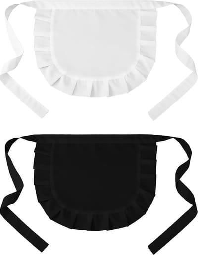 Maid Schort 2 Stuks Cosplay Taille Schort Zwart en Wit, Poefy Schort Kostuum Accessoire Voor Vrouwen en Meisjes als Feest Carnaval Kleding Decoratie